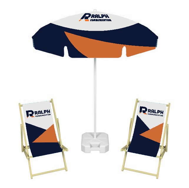 Kit soleil composé de 2 transats et 1 parasol personnalisés