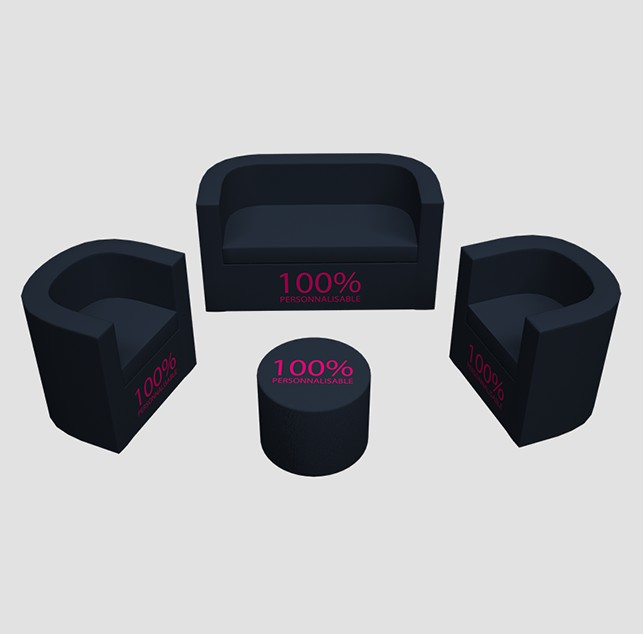 Kit détente : 1 canapé, 2 fauteuils et 1 table personnalisable