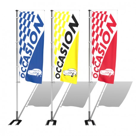 Kit drapeau occasion modèle S2 avec mât et pied autocal
